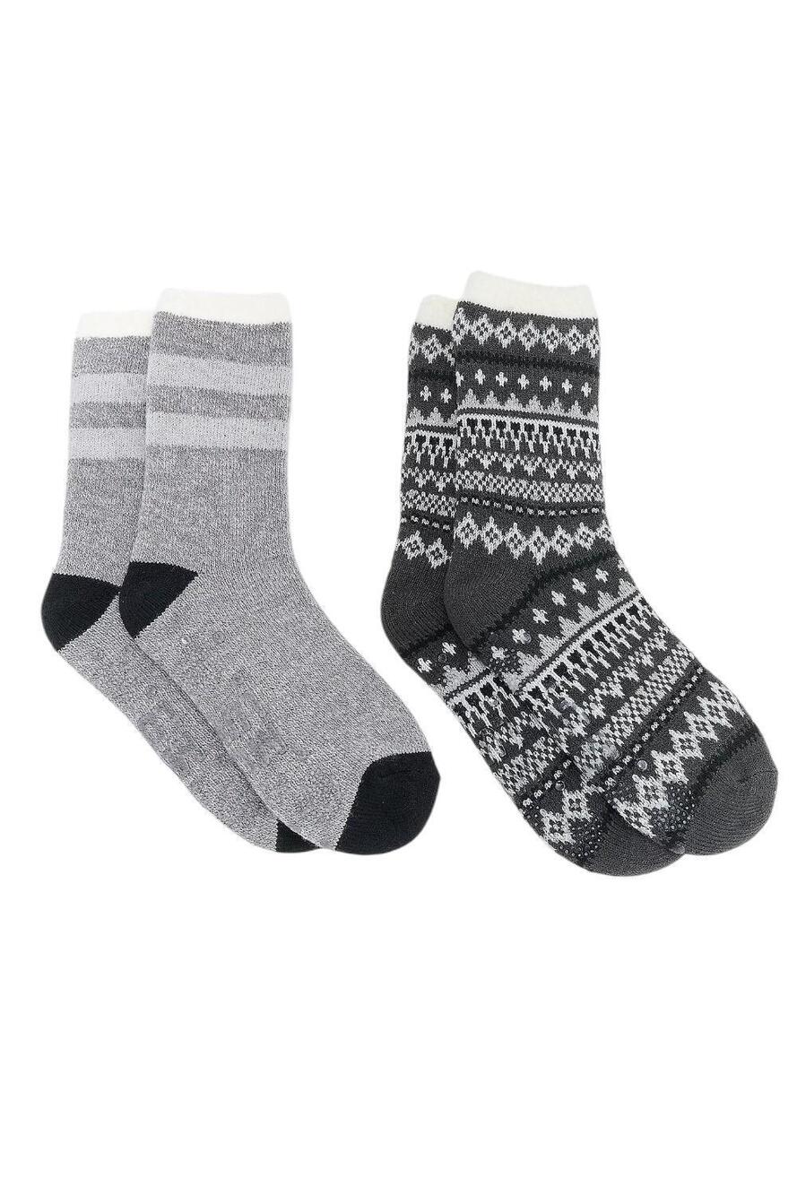 MUK LUKS Women`s 2-Pack Jojoba Infused Cozy Lined Socks Blk Ntrl